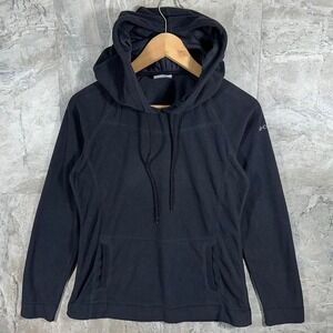 COLUMBIA Fleece Hoodie Womens MEDIUM Black Lightweight 100% Polyester Pockets M